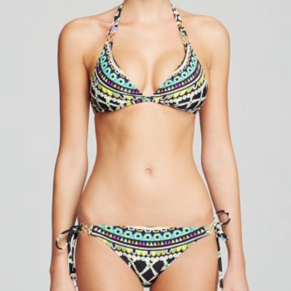 Trina Turk Black Tribal Print Kon Tiki Bikini Set 8 4 🔥